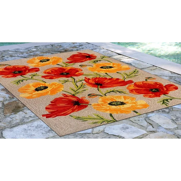 Liora Manne Ravella Icelandic Poppies Indoor/Outdoor Rug Natural 42x22x66x22
