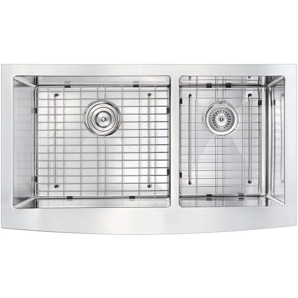 Anzzi KAZ3320-031 Elysian Farmhouse 33 in. Double Bowl Kitchen Sink with Accent Faucet in Polished Chrome