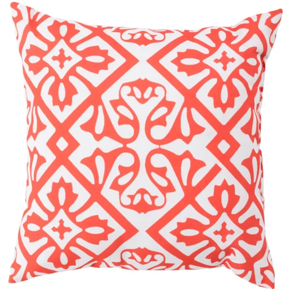 20x22 Coral Orange and Ivory Decorative Square Throw Pillow Cover