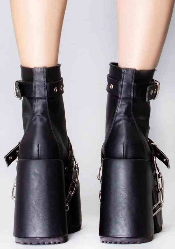 Demonia - Womens CAMEL-205 Boots Black Vegan - Size-7