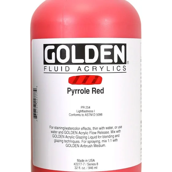 Golden Fluid Acrylics - Pyrrole Red - 32 oz Bottle