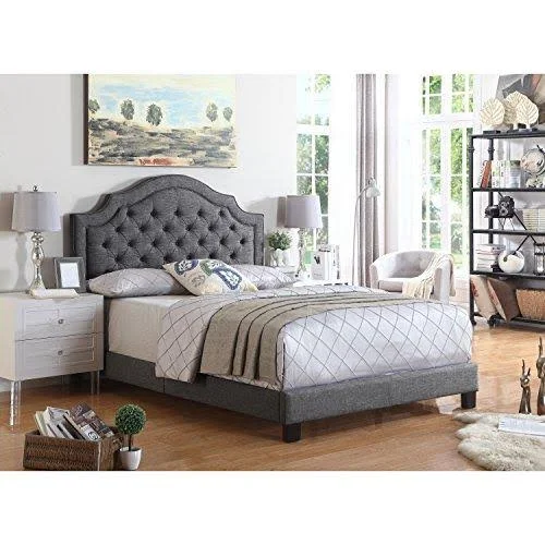 Rosevera Angelo Tufted Upholstered Panel/Platform Bed - Grey, Full