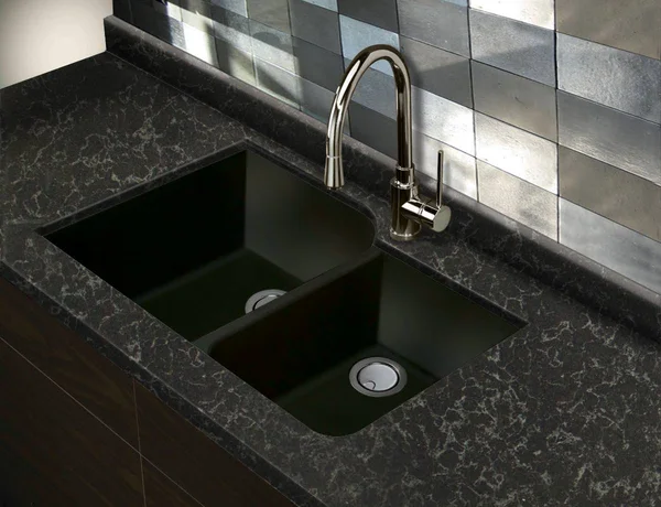 Transolid Radius Granite 31-in Undermount Kitchen Sink in Black