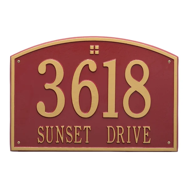 Whitehall Cape Charles - Estate Wall - Two Line Address Plaque ( Red/Gold)
