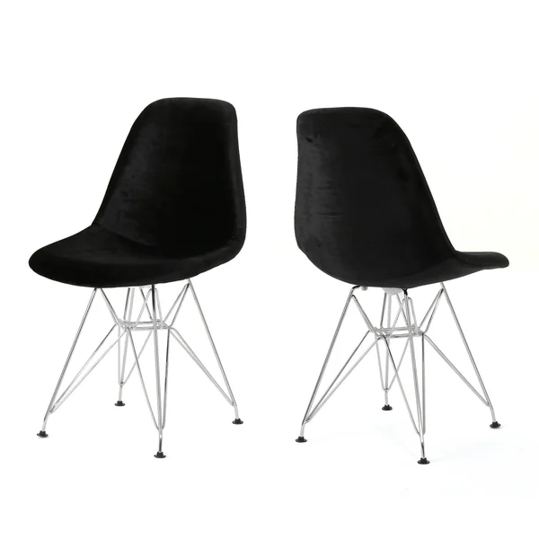 Christopher Knight Home Wilmette Mid-Century Velvet Eiffel Dining Chair (Set of 2) by, Black