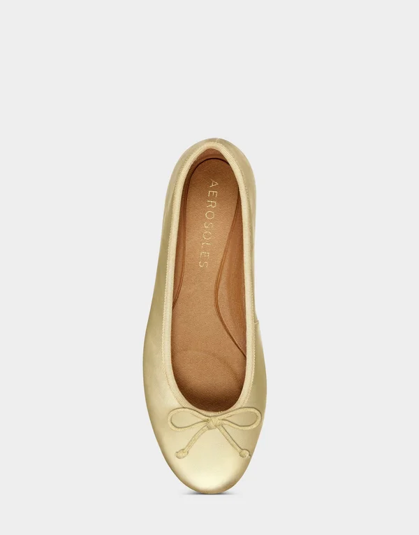 Aerosoles Women's Platinum Homerun Ballet Flat - Size: 10.5, Gold Metallic Leather