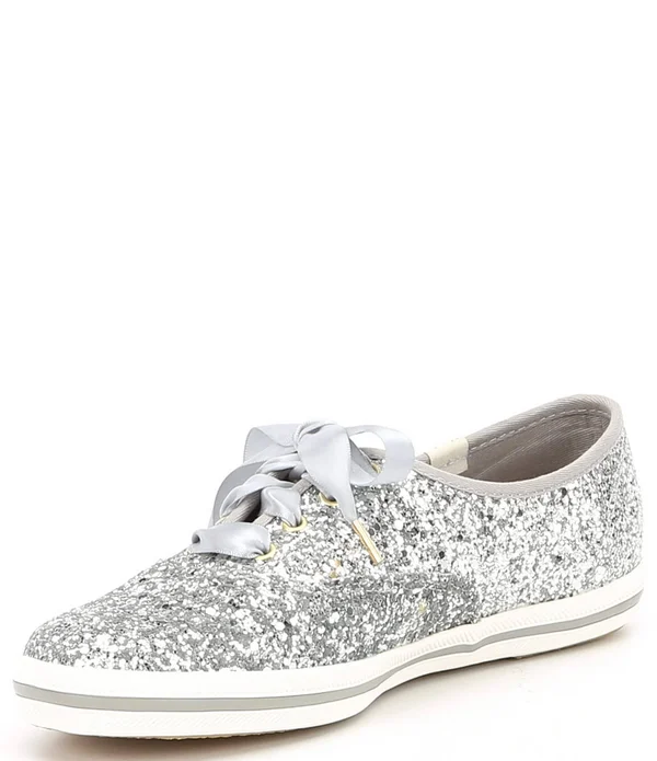 Keds x Kate Spade New York Glitter Sneakers - Platinum - Size 10