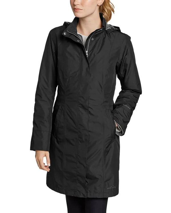 Eddie Bauer Women's Girl on The Go Insulated Trench Coat - Black - L