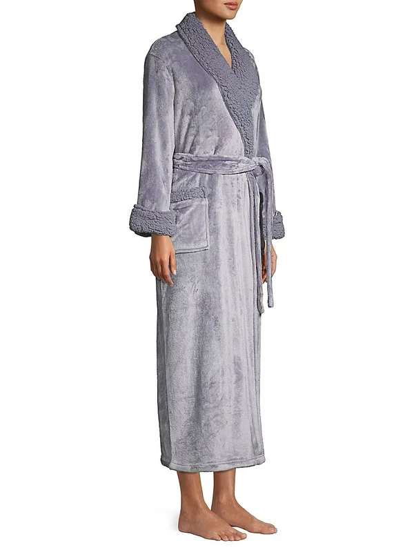 Natori Plush Long Robe - Ecru, Women's, Medium