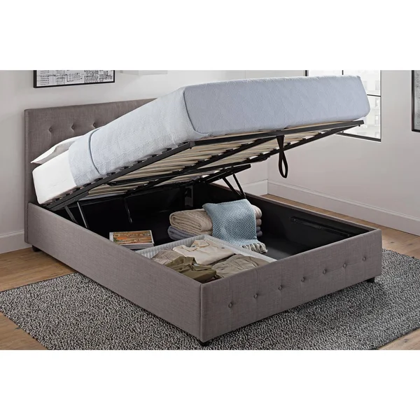 DHP Cambridge Linen Upholstered Storage Bed - Gray, Full