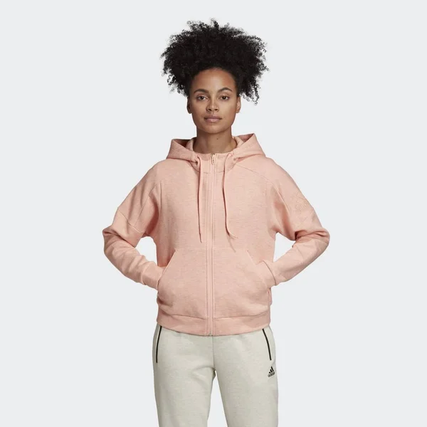 Adidas Women's ID Melange Hoodie - Large, Glow Pink