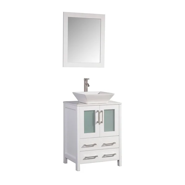 Legion Furniture WA7824LG 24x22 Light Grey Solid Wood Sink Vanity with Mirror