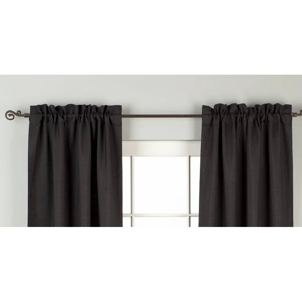 Black Rod Pocket Matka Raw Silk Curtain, Drape, Panel - Piece