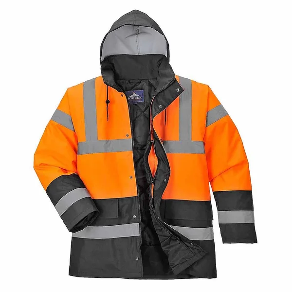 Portwest Hi-Vis Two Tone Traffic Jacket S467 - Orange/Grey, L