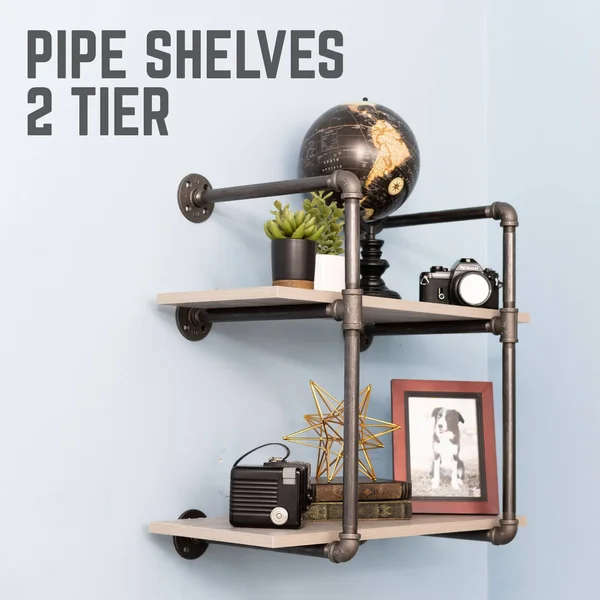 2 -Tier Wall Mounted Shelf by Pipe Decor