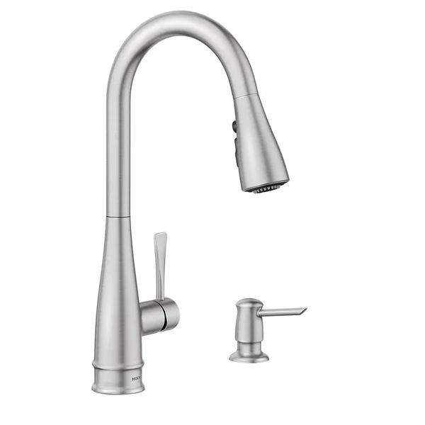 Moen Birchfield Single-Handle Pull-Down Sprayer Kitchen Faucet with Reflex and PowerBoost in Spot Resist Stainless 87205SRS