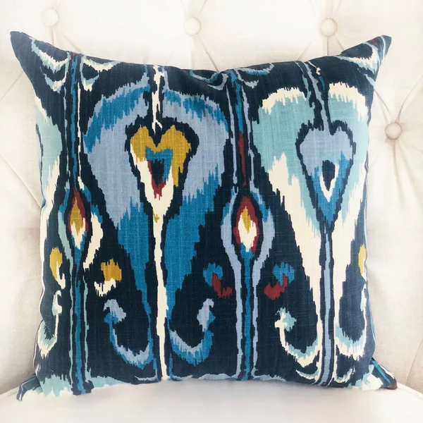 Plutus Deep Sanctuary Blue and Gray Luxury Throw Pillow 22x22L x22x22W