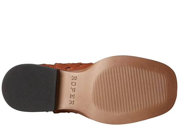 Kids Roper Tan Ostrich Print Cowboy Boots - 09-018-1900-0807