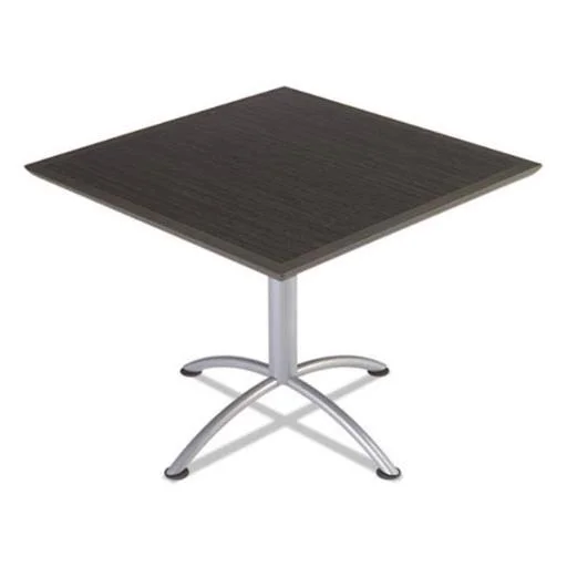 Square Bistro Style Iland Table Gray Walnut & Silver SE196876