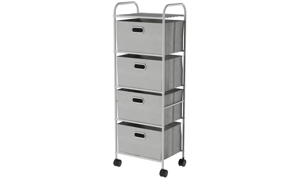 Lavish Home 4 Fabric Drawer Rolling Storage Cart, Grey