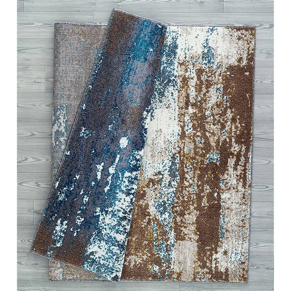MDA Home Milan Cream/Turquoise Polypropylene Area Rug - 7&8x22 x 10&8x22