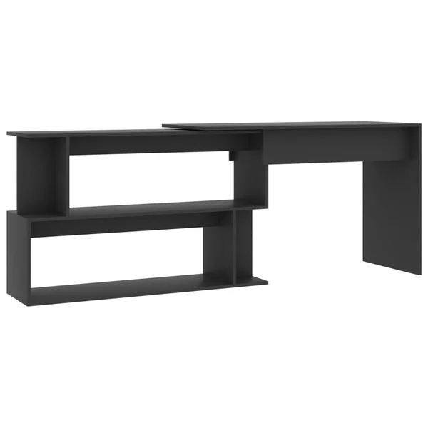 vidaXL Corner Desk Concrete Gray 47.2x22x19.7x22x29.9x22 Chipboard