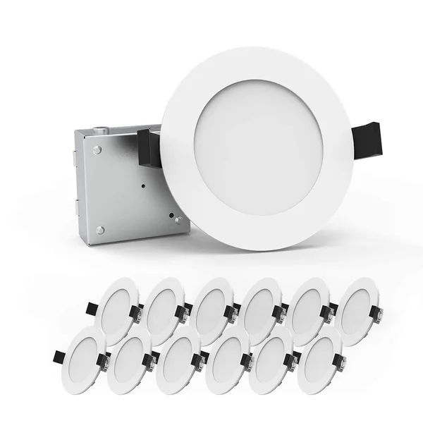 Heybright 12 Pack 4 inch Recessed Lighting with Driver Box - 9W 80W Eqv, Dimmable Ultra Thin LED Downlight, Can-Killer Low Profil
