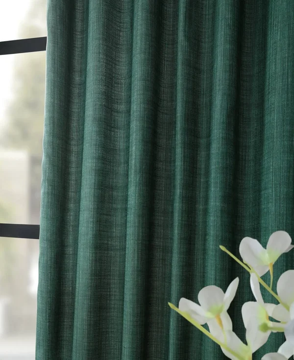 Exclusive Fabrics Faux Dupioni Shantung Silk Curtain - Size: 50 x 96, Green