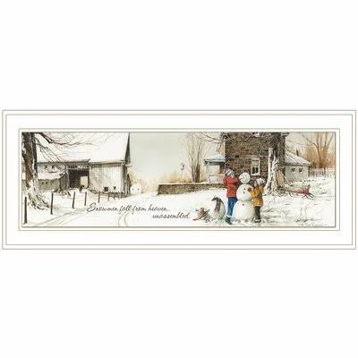 'Snowmen from Heaven' by John Rossini - Picture Frame Painting Print on Paper The Holiday Aisle Format: White Framed