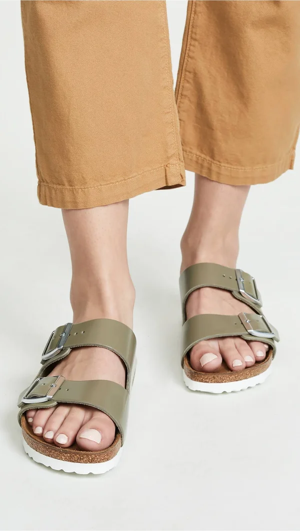 Women's Arizona Birkenstock Khaki Leather, Khaki, 37