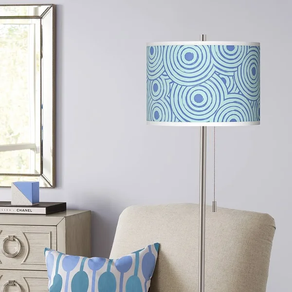 Giclee Glow Circle Daze Brushed Nickel Pull Chain Floor Lamp, Blue