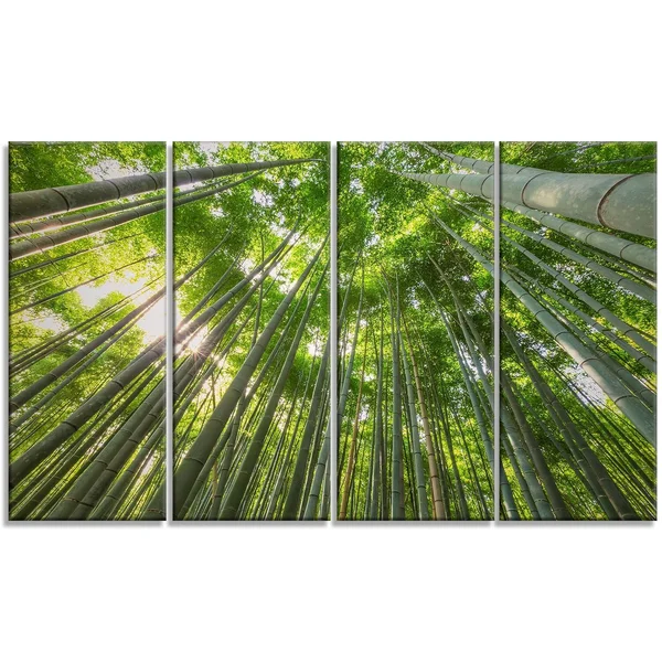 Designart &Peaks of Bamboo in Kyoto Forest& 5 Piece Wall Art on Wrapped Canvas Set
