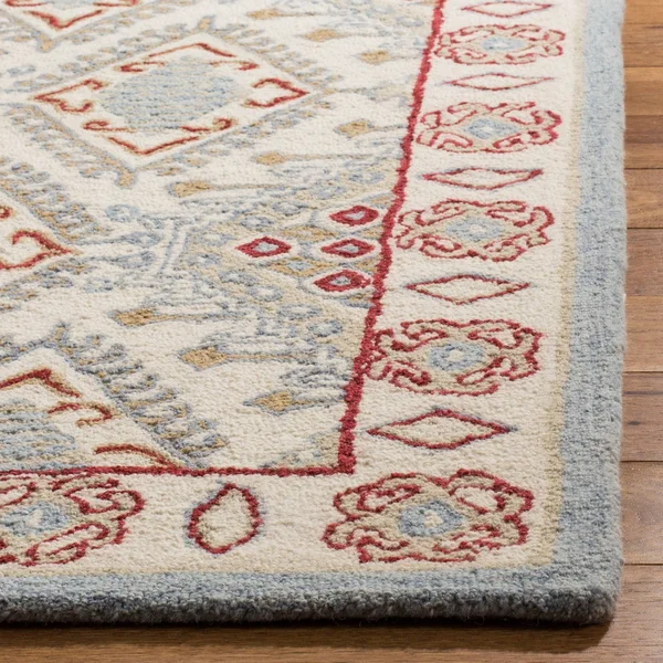 Safavieh Micro-Loop MLP511M 4&0x22 x 6&0x22 Ivory - Blue Area Rug