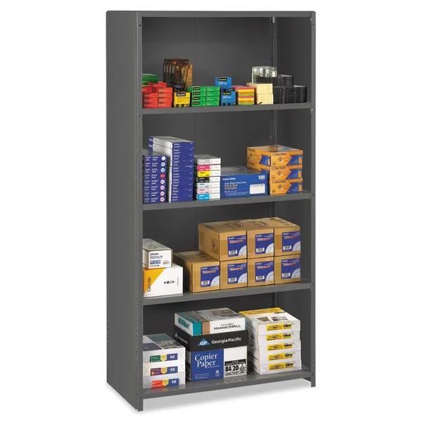 Tennsco Closed Commercial Steel Shelving Five-Shelf 36W x 18d x 75H Medium Gray