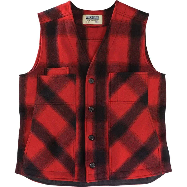 Stormy Kromer Men's The Button Vest - Red/Black Plaid - 3XL Tall