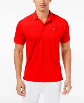 Lacoste Men's Sport Technical Pique Tennis Polo, Red, S