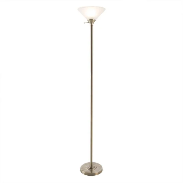 Lavish Home 77 in. Light Bronze Metal Torchiere Floor Lamp with Frosted Glass Shade