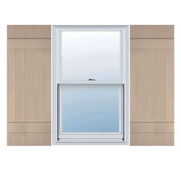17 1/2 inchw x 40 inchh Lifetime Vinyl, Custom Five Board Joined (2 Batten), Board-n-Batten Shutters, w/Shutter-Loks (Per Pair)