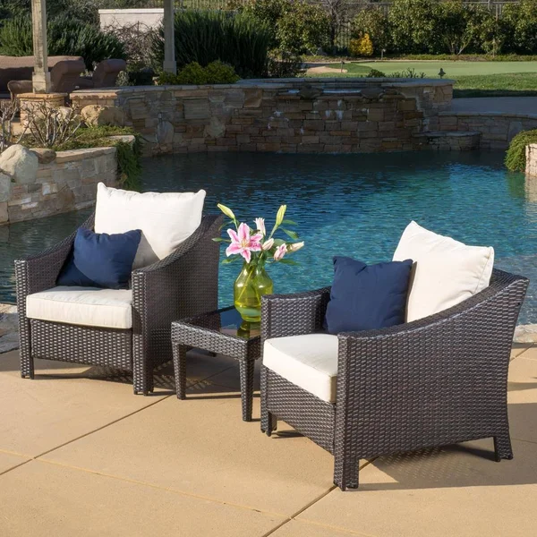Noble House Antibes 3PC Multi-Brown PE Chat Set - 296061