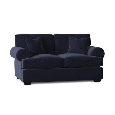 Workington 67x22 Rolled Arm Loveseat Body Fabric: Sunbrella Canvas Navy