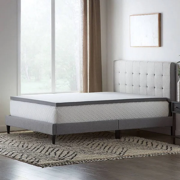 Dream Collection by Lucid 2x22 Full Charcoal Memory Foam Mattress Topper Black