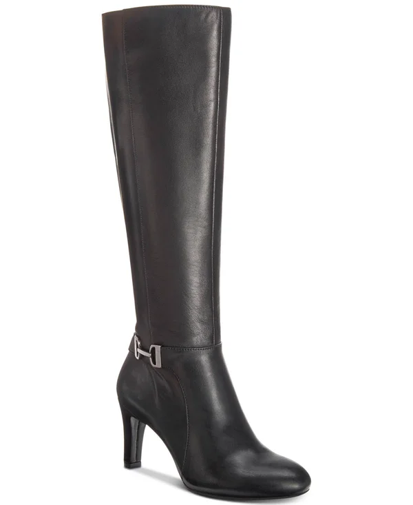 Alfani Womens Perrii Leather Closed Toe Knee High Fashion Boots