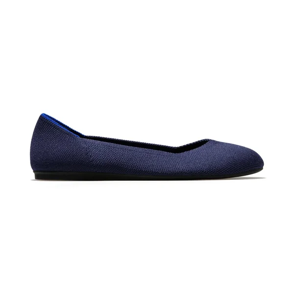 Rothy&s Navy Blue Rounded-Toe Flats, Maritime Navy, Size 7