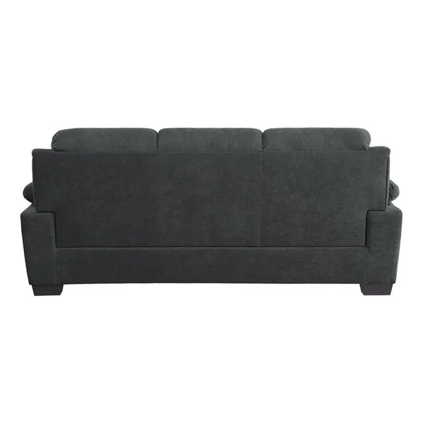 Pemberly Row Modern Textured Fabric Sofa with Pillow-Top Arms in Dark Gray - PR-4753-2137441