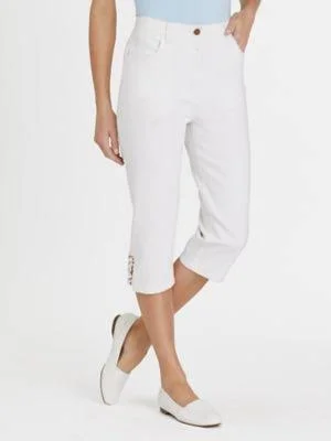 Blair Women's Back-Elastic Slim-Leg Capris, White 18 Misses