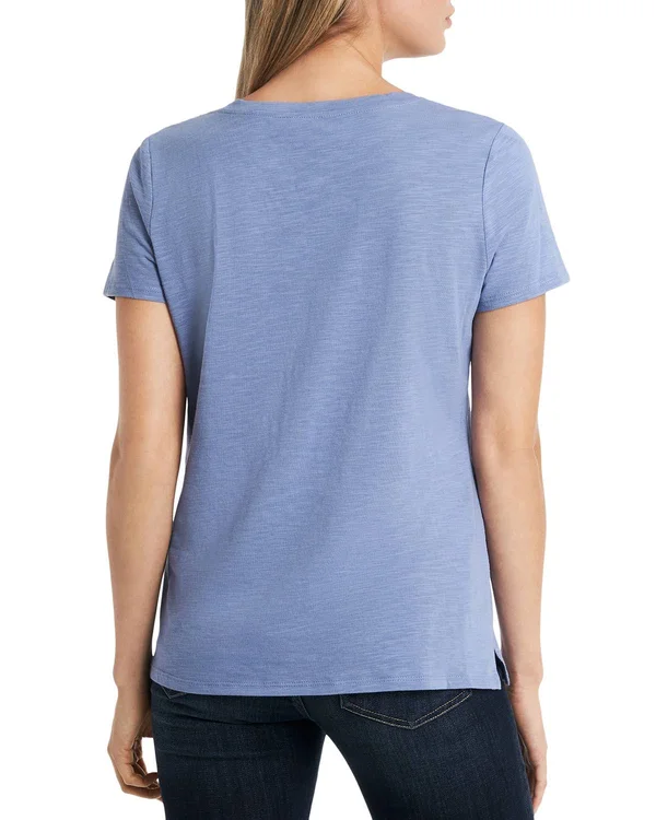 Vince Camuto Studded V-Neck Cotton Blend T-Shirt - Size XX-Small in Blue Cloud at Nordstrom