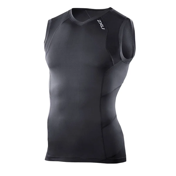 2XU Compression Sleeveless Top Black/Black - L - Men's