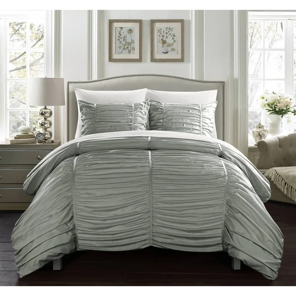 Chic Home Kaiah 5 Piece Twin Bed in A Bag Comforter Set - Grey