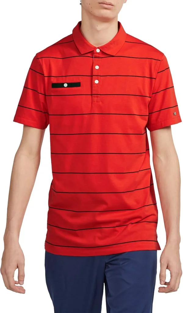 Nike Men's Stripe Player Golf Polo - Size: Small, Habanero Red