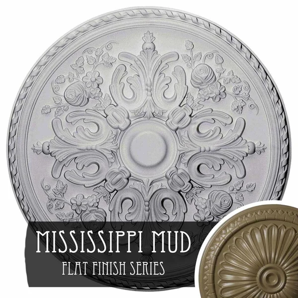 32 5/8x22OD x 2x22P Bradford Ceiling Medallion (Fits Canopies Up to 6 5/8x22) - Hand-Painted Mississippi Mud